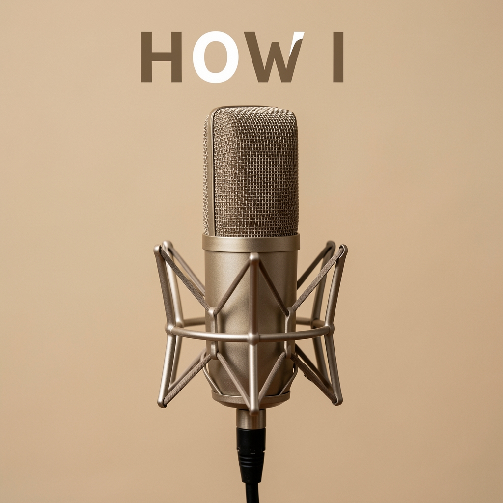 Обложка подкаста How I Built This с Guy Raz — студийный микрофон на нейтральном бежевом фоне